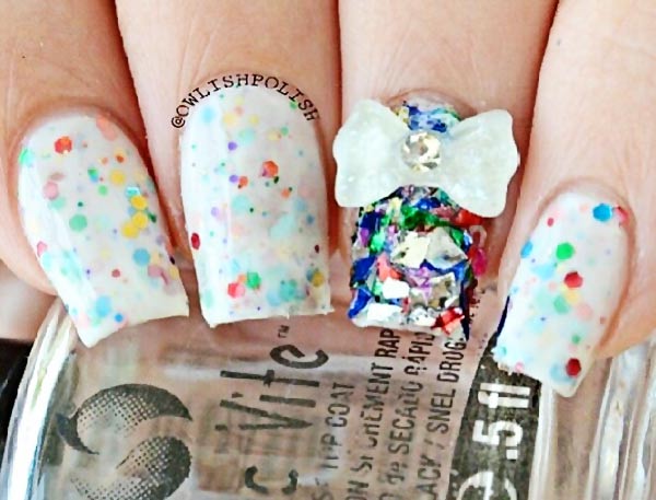  3D bow glitter jelly cute party nails