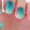 aqua gradient glitter summer nails