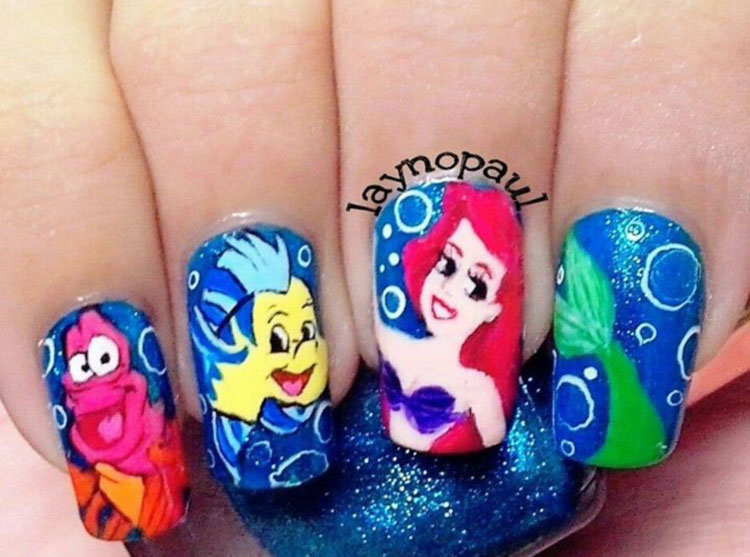 ariel little mermaid disney nails
