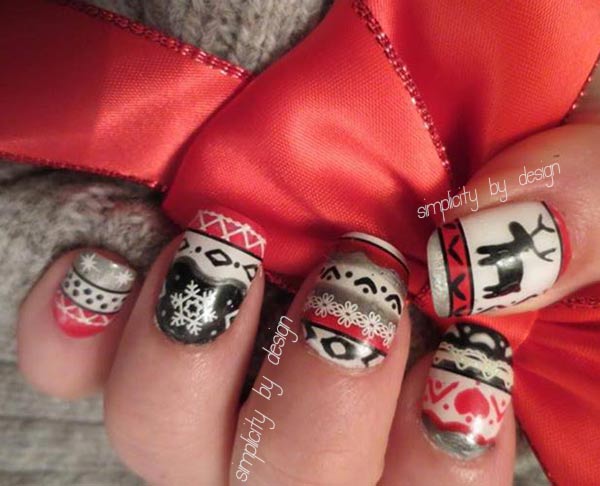 beautiful winter sweater christmas nails 