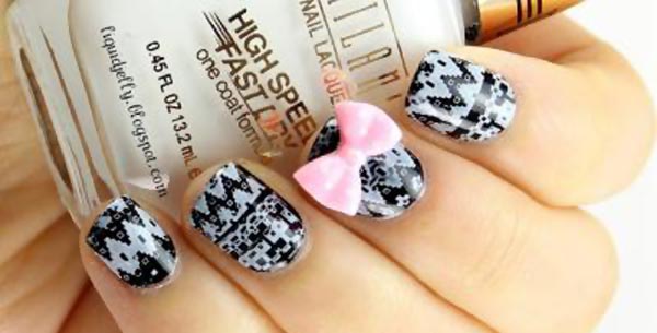 black and white aztec nails