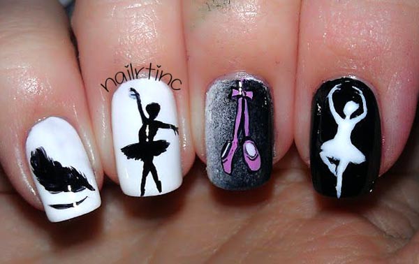 black and white ballerina nails