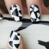 black and white graphic nails