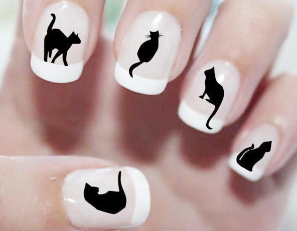 black cat classic french nails