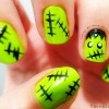 black green frankenstein halloween nails