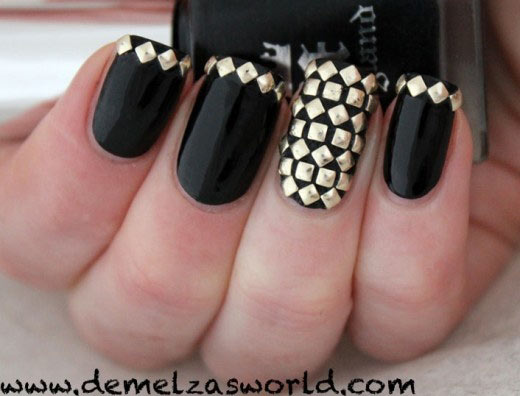 black studded edgy nails