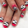 black white tiger cartoon pink french nails