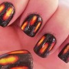 black yellow orange layered halloween nails