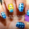 blue dotted despicable me minions nails