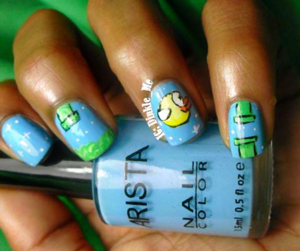 blue green flappy bird game nails