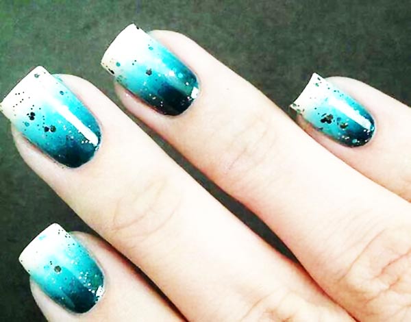 blue white ocean gradient nails