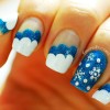 blue white wavy glitter snowflakes winter nails