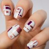 burgundy geometry white artsy nails