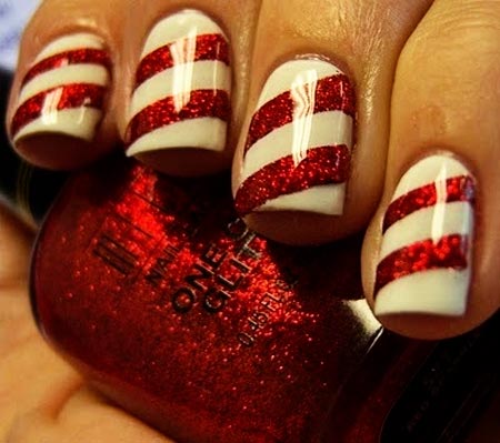 candy cane christmas nails