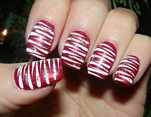 candy cane glitter christmas nails