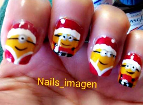 minions christmas nail art