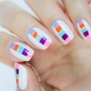color blocks on white graphic nails