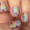 colorful baubles grey christmas nails