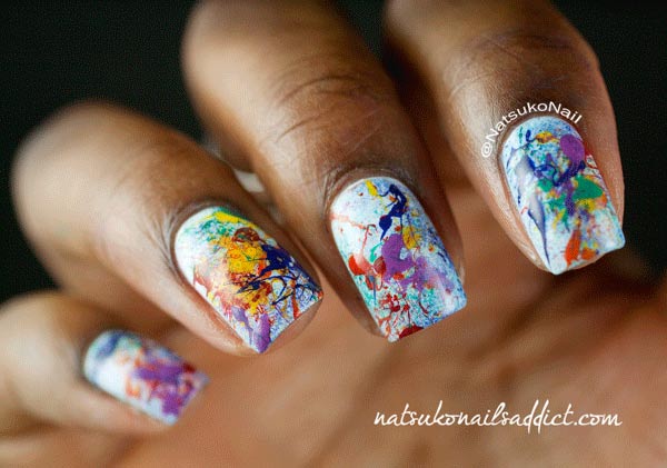 colorful splatter fall nails