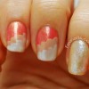 coral beige white glitter gradient wavy nails