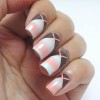 coral white gradient kriss kross stiletto nails