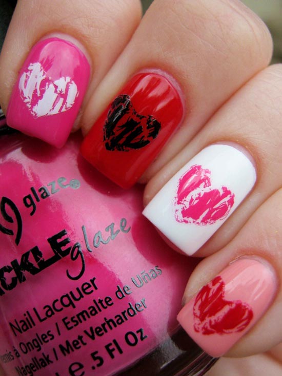 crackled hearts valentines day nails