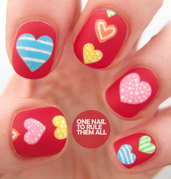 cute valentine s day matte hearts nails