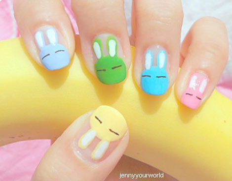 cutest bunny pastel nails