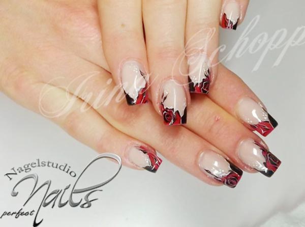 dramatic roses french nails