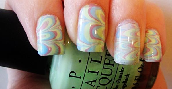 easter marbled nails