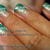 emerald green white gold needle marbled nails