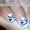navy white tribal geometry nails