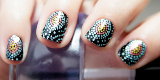 fireworks dotted nails