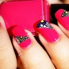 flowers geometry cutouts pink nails