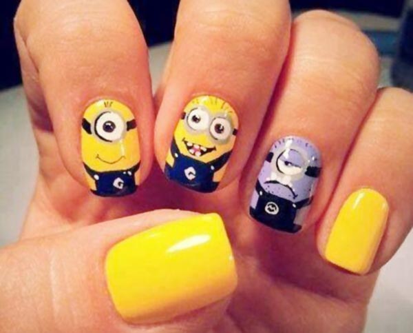 funny yellow despicable me minions nails