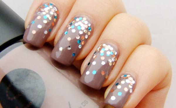 glitter gradient halfmoon nails