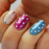 glitter gradient pink blue dotted cute nails