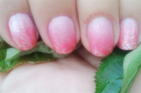 glitter peach gradient summer nails