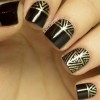 gold aztec geometry black festive nails