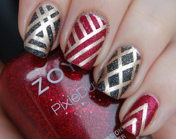 Golden Stripes Zoya Pixie Dust Nails Favnails