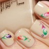 gradient feathers decals on neutral nails