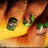 green monster french halloween nails