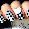 grey black 3D bow dotted nails