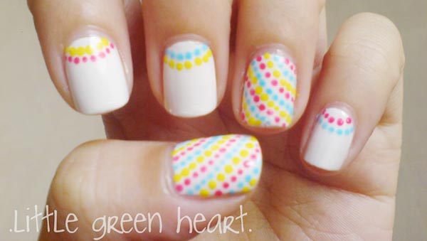 halfmoon dotted spring easter white nails