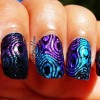 holo duochrome stamped black nails