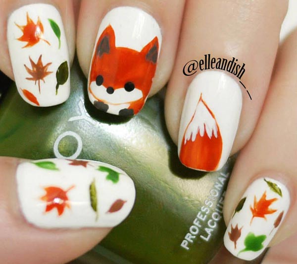 leaves fox fall lovely nails