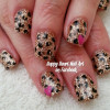 leopard gold glitter heart accent nails