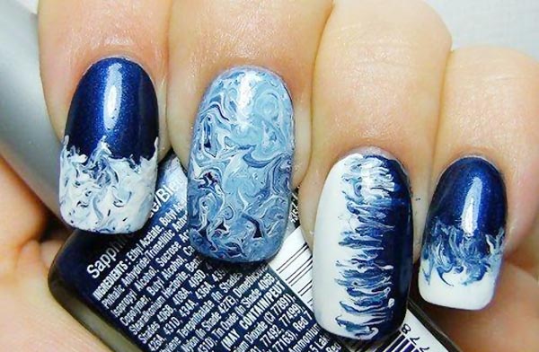 marbled blue nails