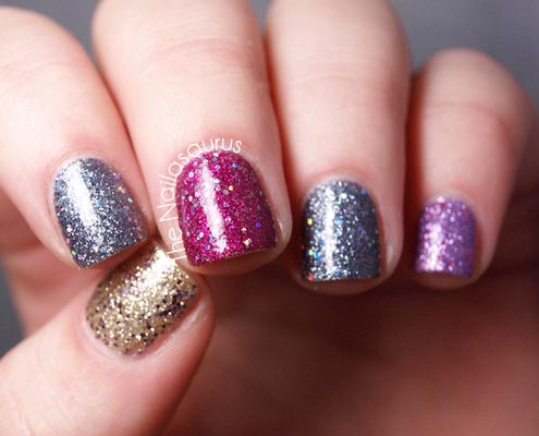 multicolored glitter New Year s Eve nails