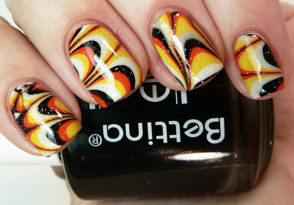 multicolored marble nails